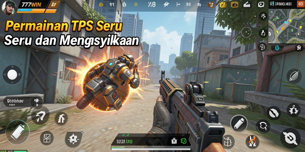 Tampilan menegangkan dari gameplay 777WIN dengan aksi TPS yang mendebarkan.