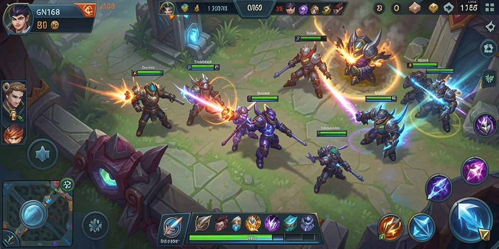 Screenshot gameplay menunjukkan pertarungan menarik dalam arena MOBA.