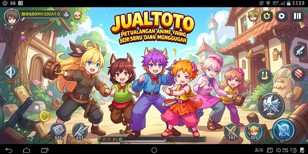Gameplay seru JUALTOTO dengan karakter anime yang dinamis.