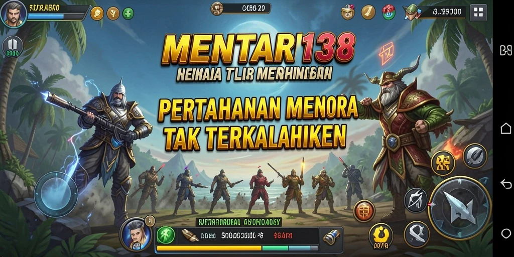 Screenshot yang menunjukkan pertarungan intens di game Tower Defense.