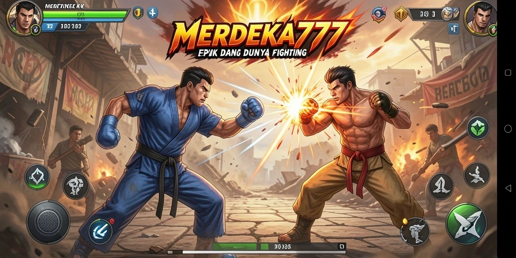 Tampilan gameplay Fighting yang seru dan menegangkan dalam MERDEKA777.