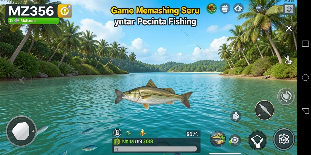 Tampilan gameplay MZ356 dengan aksi memancing yang mendebarkan.