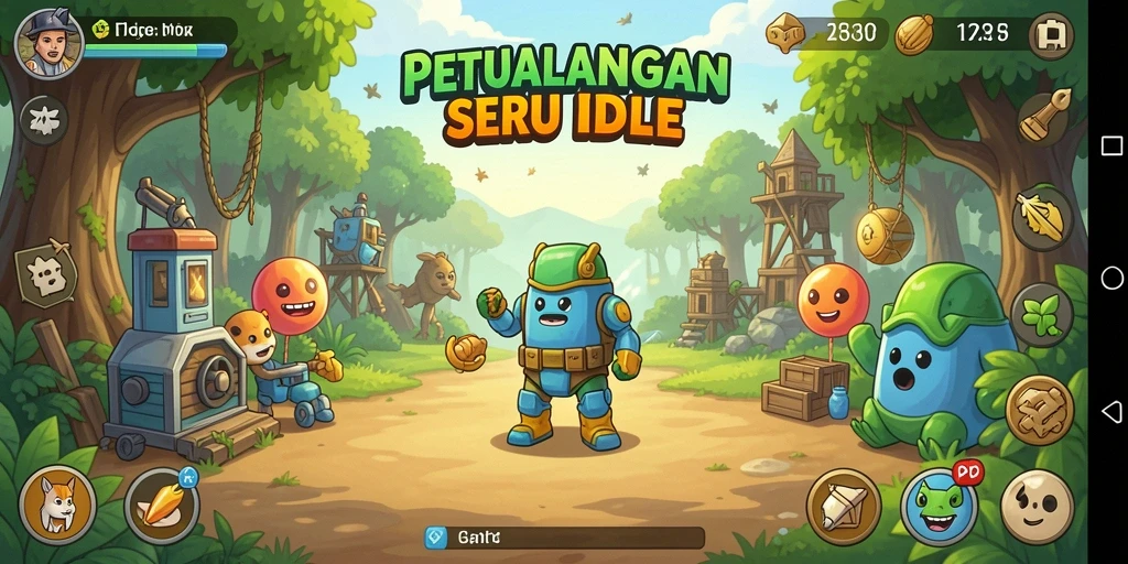 Screenshot utama PP7 menampilkan gameplay idle yang seru dan mengasyikkan.