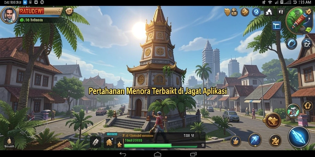 Tampilan gameplay menara pertahanan yang menarik dari RATUDEWI.