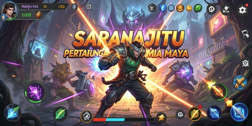 Screenshot utama dari gameplay Fighting yang mendebarkan di SARANAJITU.